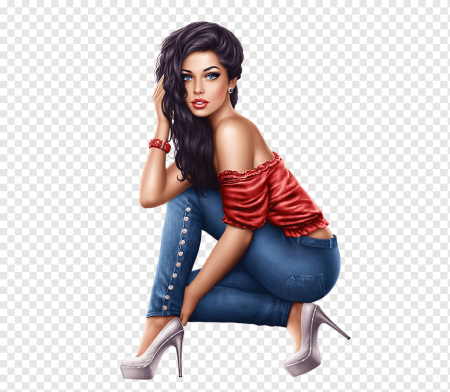 Брюнетка на прозрачном фоне