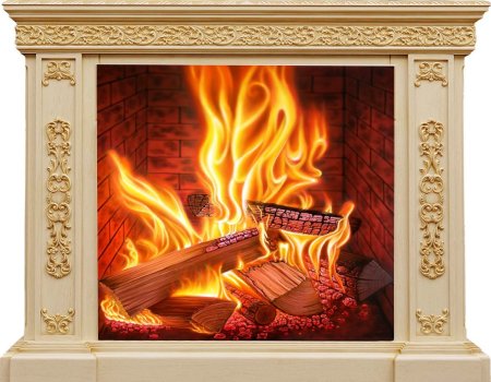 Наклейка камин на стену