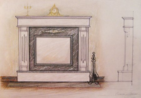 Камин карандашом