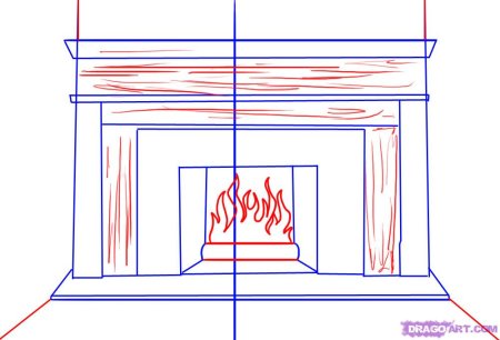 Поэтапное рисование камина