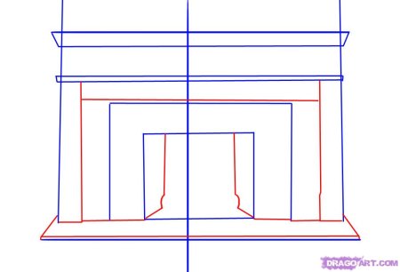 Камин рисунок поэтапно
