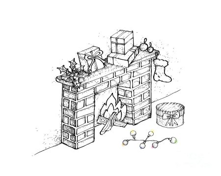 Раскраска камин с огнем