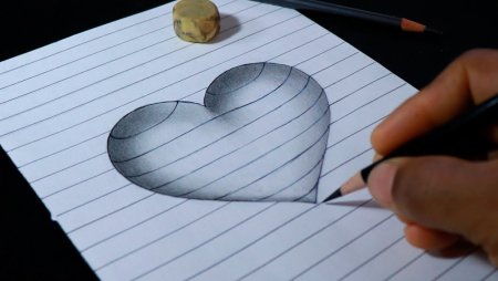 3д сердце карандашом