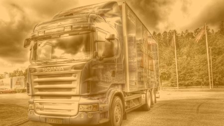 Грузовик рефрижератор вектор чб сбоку