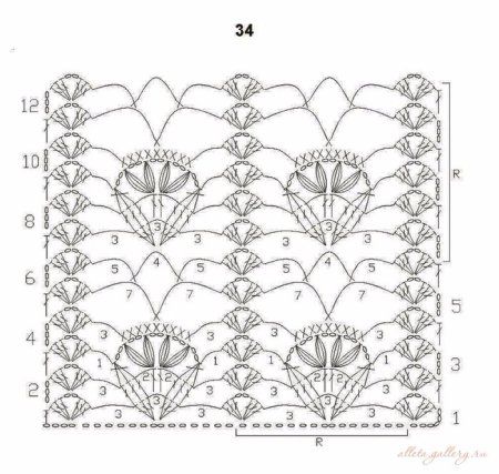 Вертикальный Ажур крючком схемы