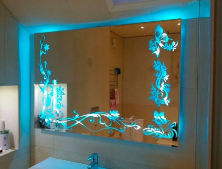 Пескоструйное стекло с подсветкой