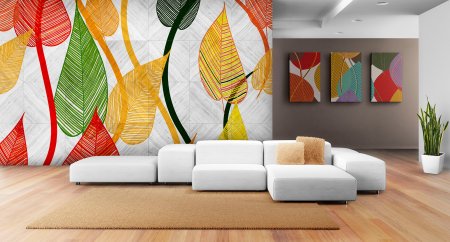 Абстракция на стене в интерьере