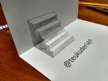 3д лестница карандашом