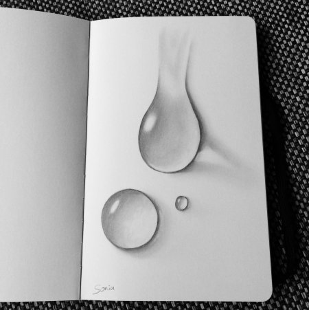 Реалистичные капли воды карандашом