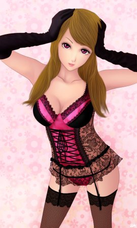 Аниме девушка в корсете