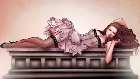 Девушка лежит рисунок