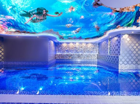 Натяжные потолки фотопечать для бассейна