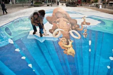 3д рисунки на асфальте мелом