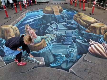 Оптическая иллюзия в городе