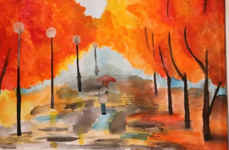 Правополушарное рисование осенний пейзаж