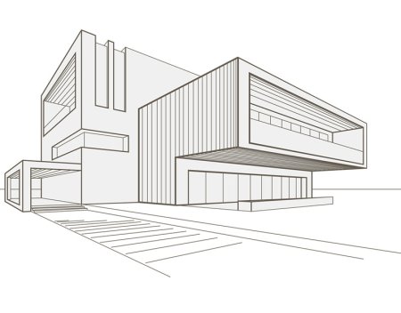 Архитектура Модерн скетч