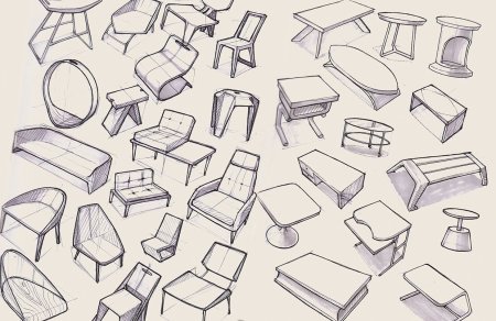 Зарисовки предметов мебели