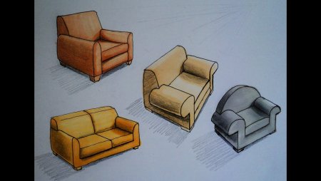 Нарисовать мягкую мебель