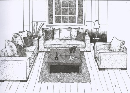 Диван в перспективе