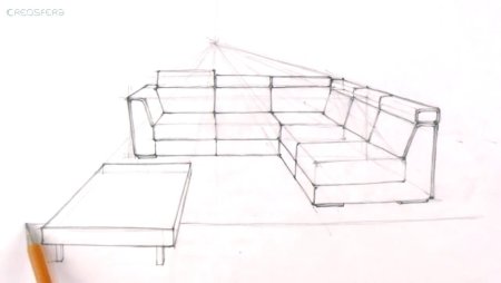 Диван в угловой перспективе