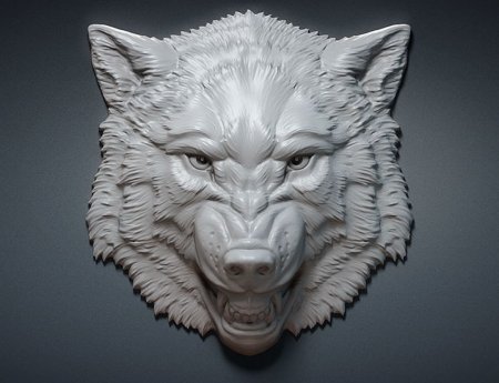3д скульпт волк