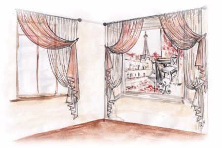 Эскиз штор в интерьере
