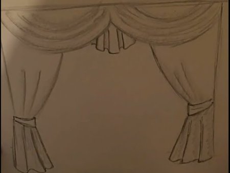 Театральный занавес карандашом