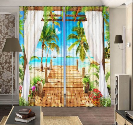 Фотошторы рисованный пейзаж