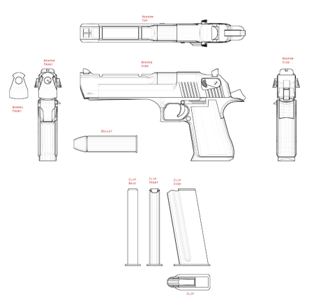 Чертёж пистолета Desert Eagle