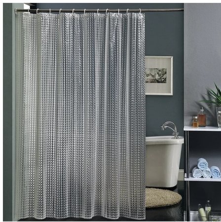 F8754 штора для ванной 3d PEVA/полиэтилен 180cm*200cm прозрачный