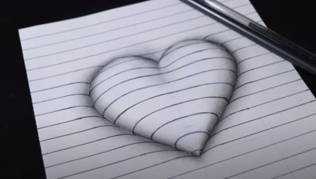 3д сердце карандашом