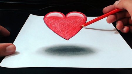 Объёмное сердце рисунок