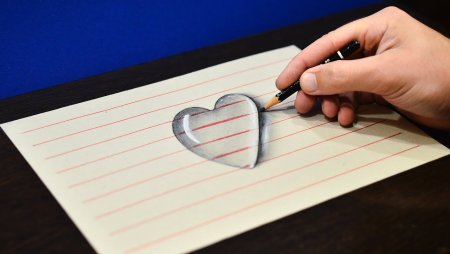 Сердечко ручкой на бумаге