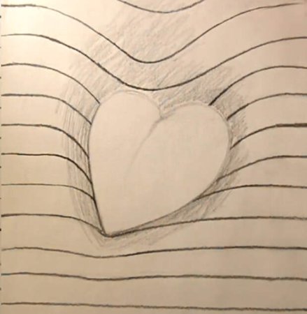 3д сердце рисунок карандашом
