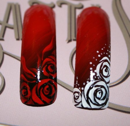 Красный витражный маникюр