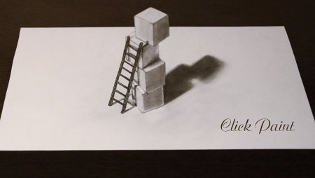 3д лестница рисунок карандашом