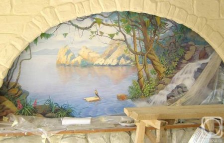 Роспись стен водопад