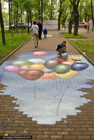 3 Д рисунки на тротуаре