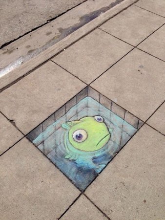 3д рисунки мелками на асфальте