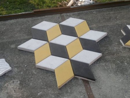 Раскладка тротуарной плитки ромб 3д