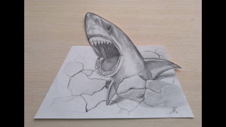 Акулы карандашом 3д