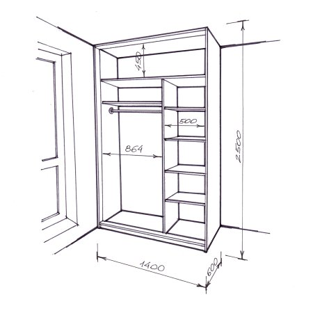 Гардеробный шкаф эскиз