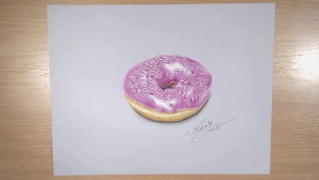 Пончик рисунок цветными карандашами
