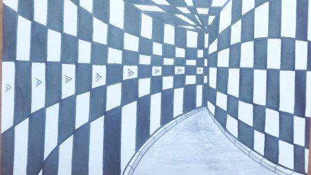 Нарисованный тоннель на стене