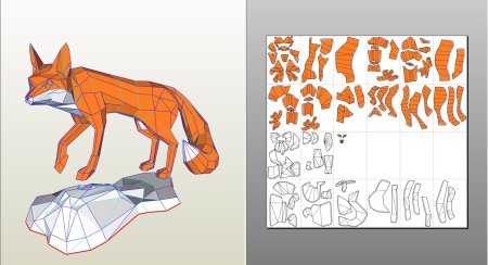 Лиса из бумаги объемная