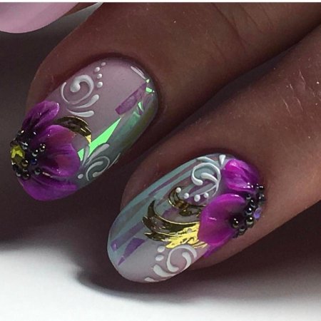 Гелевые ногти цветы