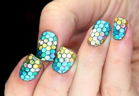 Маникюр на короткие ногти мозаика