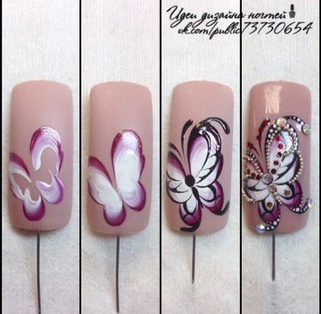 Цветочки на ногтях пошагово