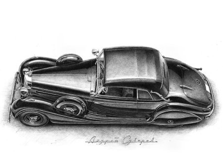 Ретро машина карандашом