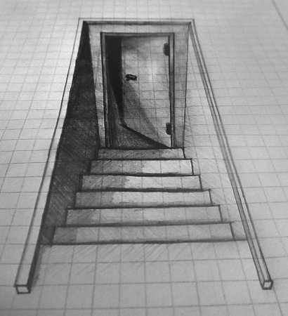 3д лестница карандашом